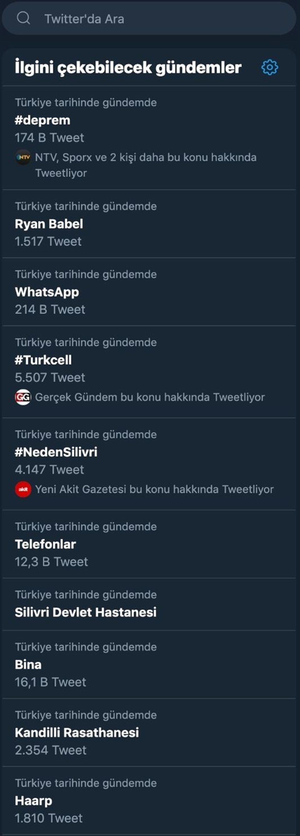 Dün meydana gelen deprem sonrası yaşanan iletişim sıkıntısı sosyal medyada geniş yer buldu. Kullanıcıların #WhatsApp, #Turkcell ve #Telefonlar hashtag’i ile yaptıkları paylaşımlar Twitter’ın en çok paylaşılan konularından oldu.