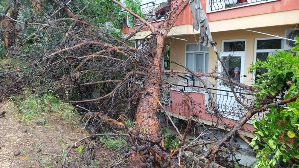 Yağmura daha fazla dayanamadı, binanın üzerine devrildi - 1