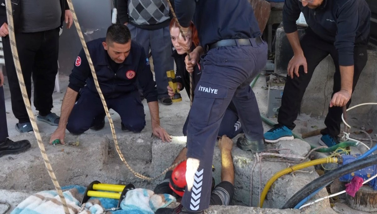 Dinamodaki arızayı gidermek için girdiği kuyuda mahsur kaldı