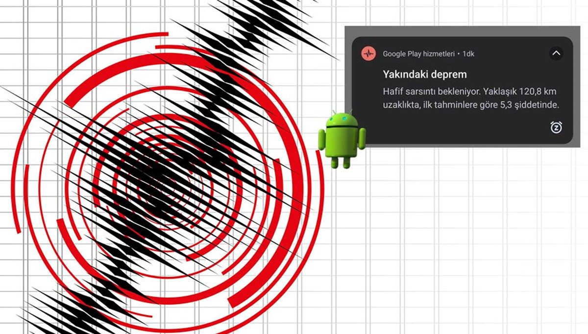 Depremlerde android işlemli cep telefonlarına uyarı mesajı geldi