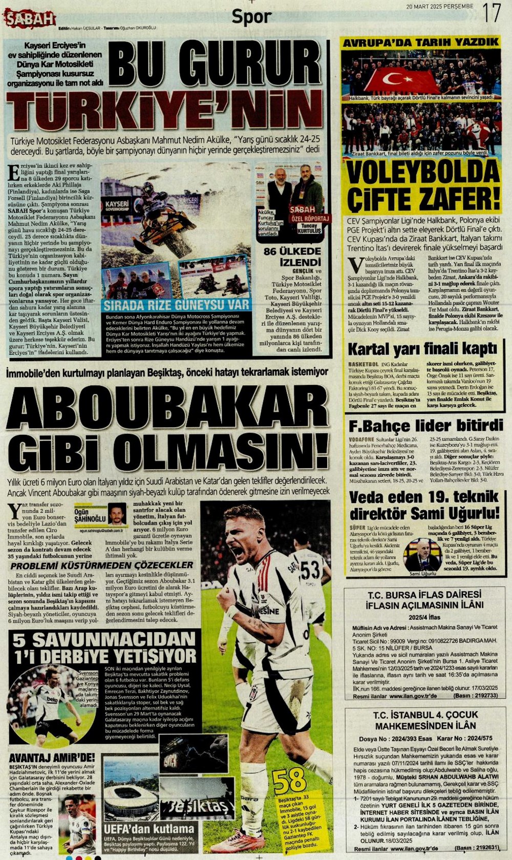 "Milliler avantaj peşinde" (20 Mart 2025 spor manşetleri) - 24