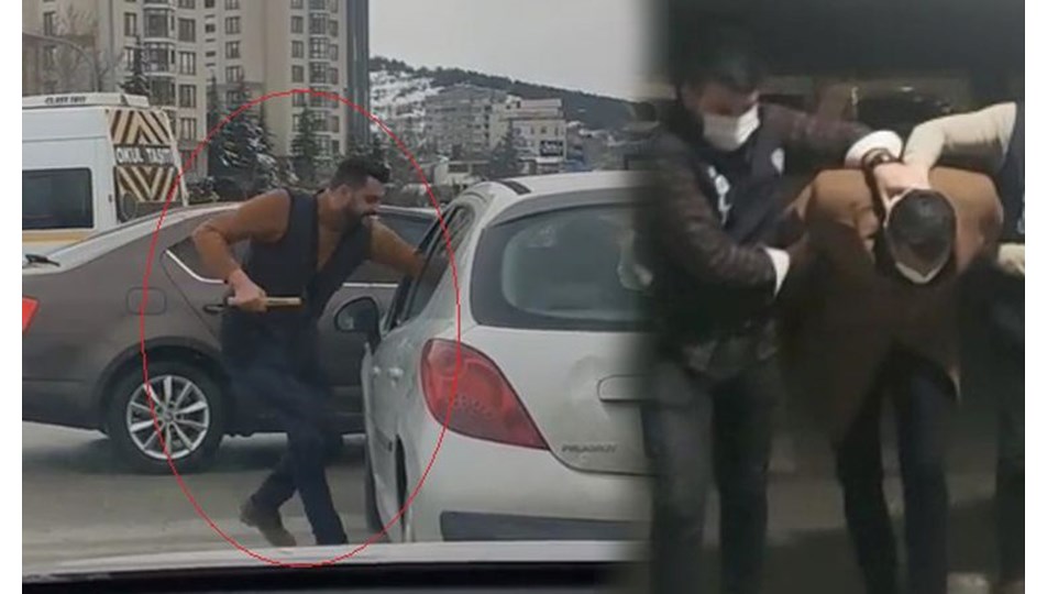 Ankara’da kırmızı ışıkta geçtiği için kendisini uyaran sürücüye çekiçle saldırdı