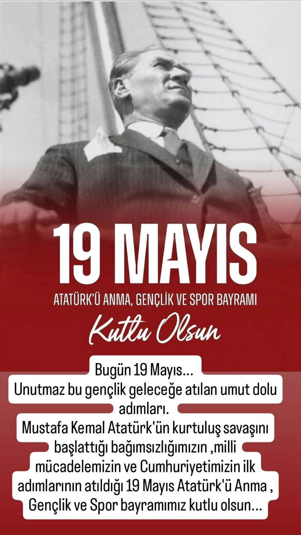 Ünlülerden 19 Mayıs Atatürk'ü Anma Gençlik ve Spor Bayramı mesajları - 11