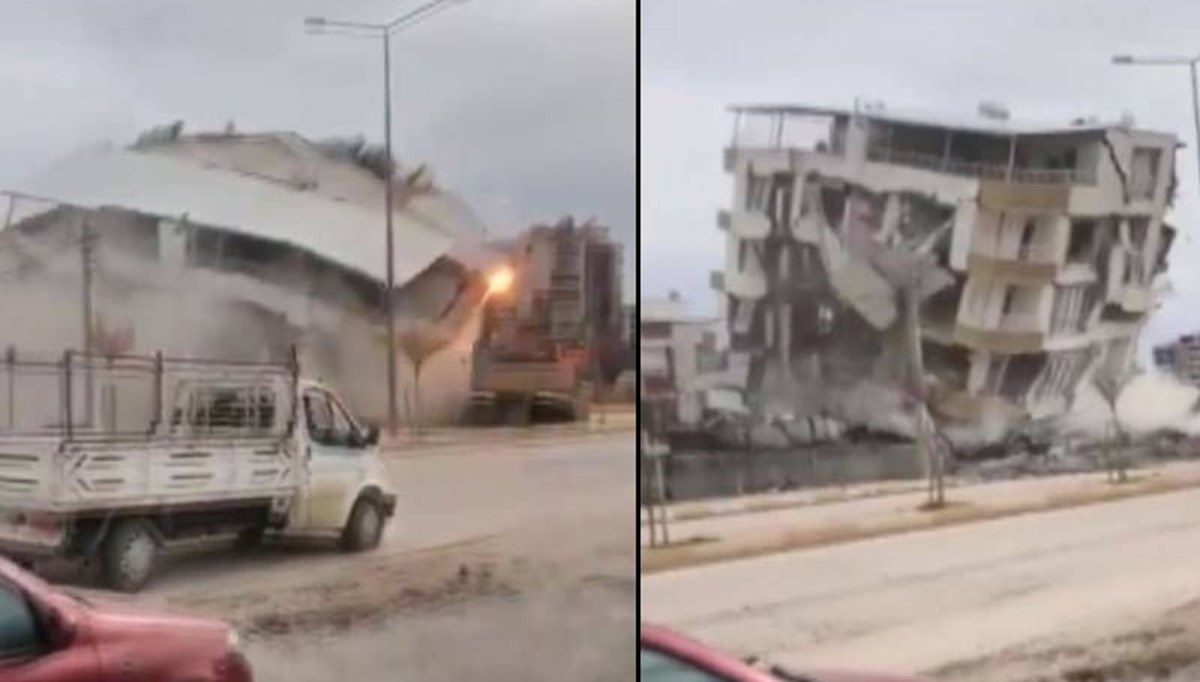 Adıyaman'da ağır hasarlı bina yıkım sırasında çöktü Adıyaman'da ağır hasarlı bina yıkım sırasında çöktü