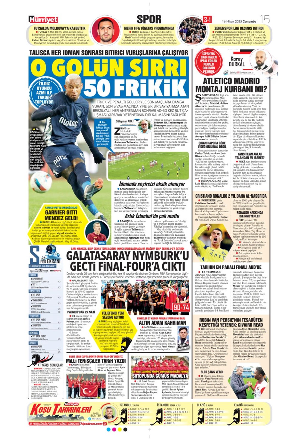 "Kim Min-Jae harekatı" (16 Nisan 2025 spor manşetleri) - 18