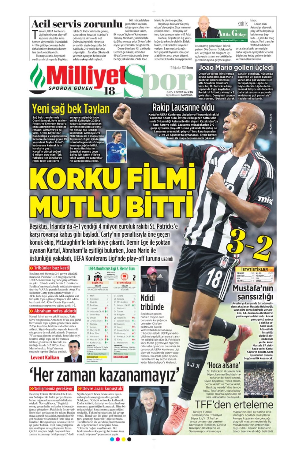 "Kabustan zafere" (15 Ağustos spor manşetleri) - 11