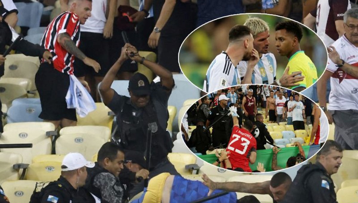 Brezilya-Arjantin maçında tribünler karıştı: Martinez ve Messi'den polise tepki Brezilya-Arjantin maçında tribünler karıştı: Martinez ve Messi'den polise tepki