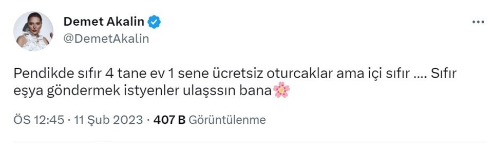 Demet Akalın dört evini bir yıllığına depremzedelere veriyor - 1