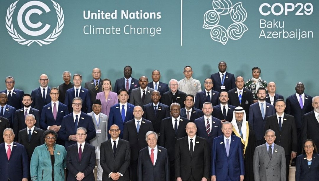 Cumhurbaşkanı Erdoğan COP29 için Bakü'de: Liderden aile fotoğrafı