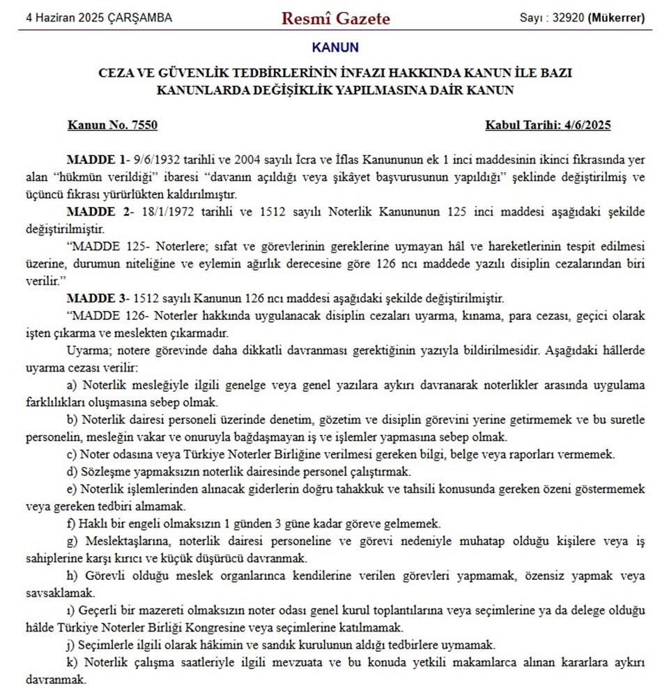 İnfaz düzenlemesi Resmi Gazete'de - 1