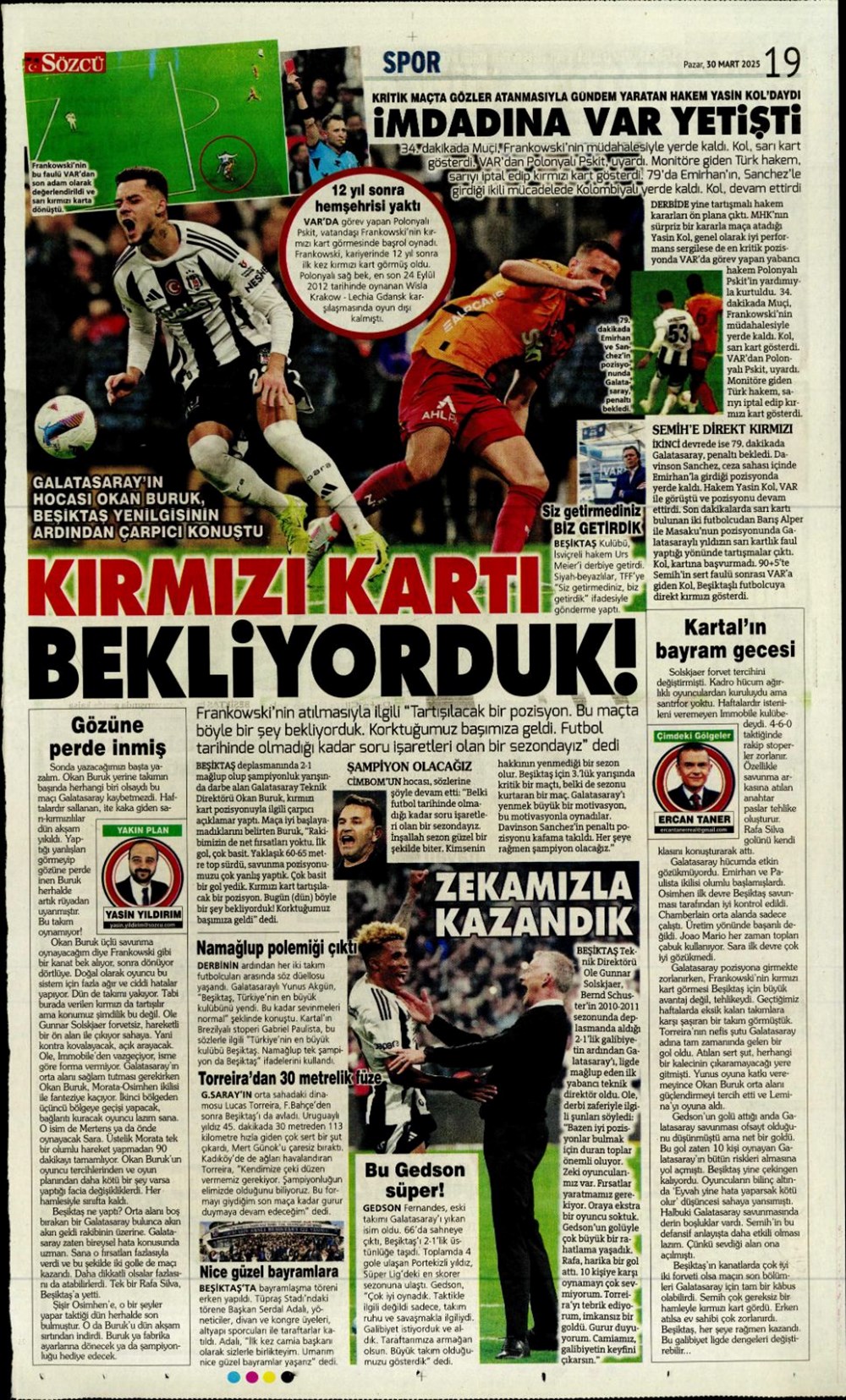 "Zirveye Kartal pençesi" (30 Mart 2025 spor manşetleri) - 11