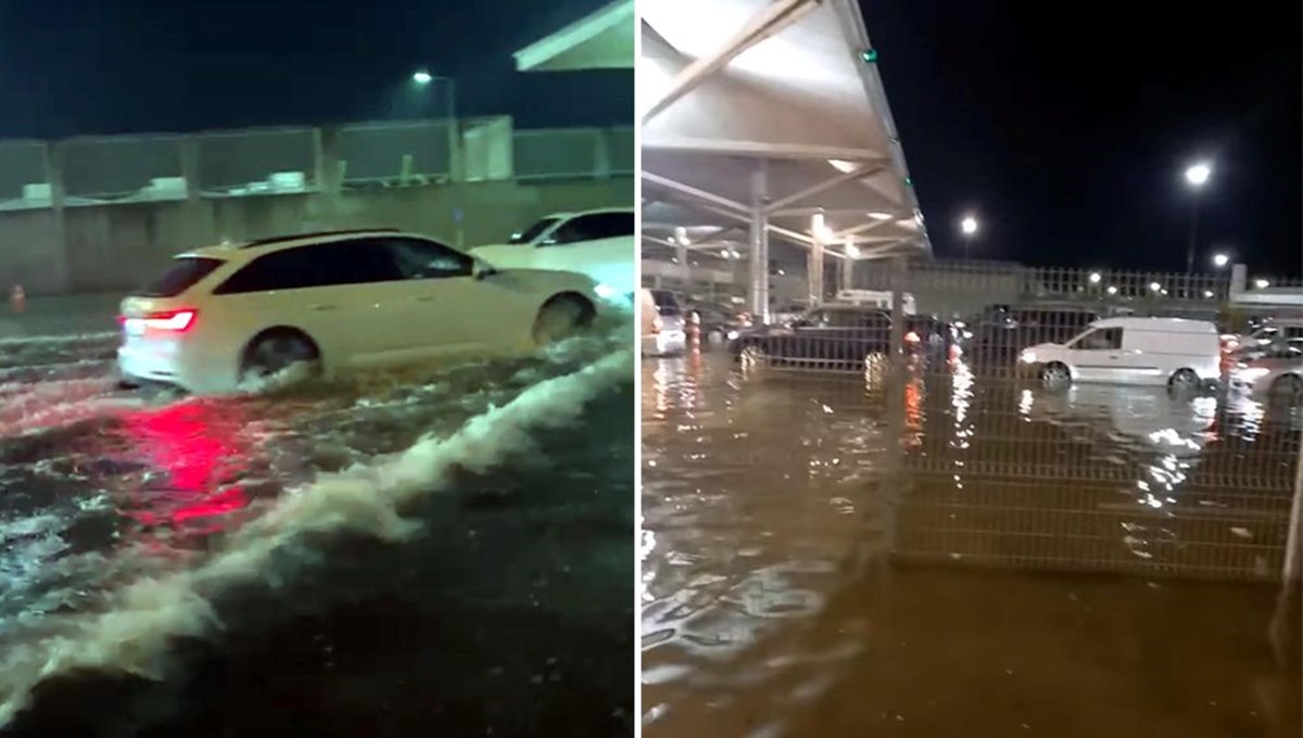 Kapıkule'de, sağanakta araçlar su içinde kaldı