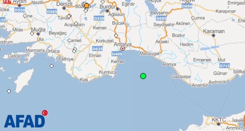 Akdeniz'de 4,3 büyüklüğünde deprem - 1