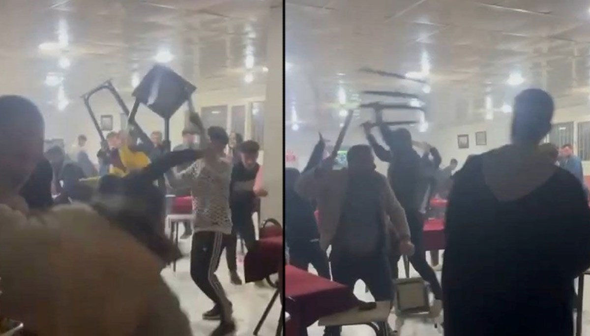 Çay ocağında sandalyeler ve ıstakalar havada uçuştu Çay ocağında sandalyeler ve ıstakalar havada uçuştu