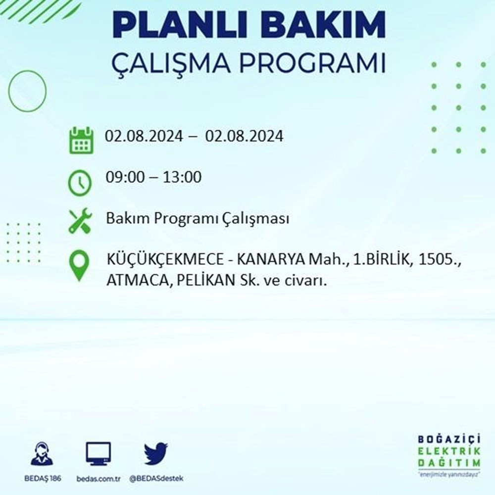 İstanbul'un 22 ilçesinde elektrik kesintisi: Elektrikler ne zaman gelecek? (2 Ağustos BEDAŞ kesinti programı) - 40