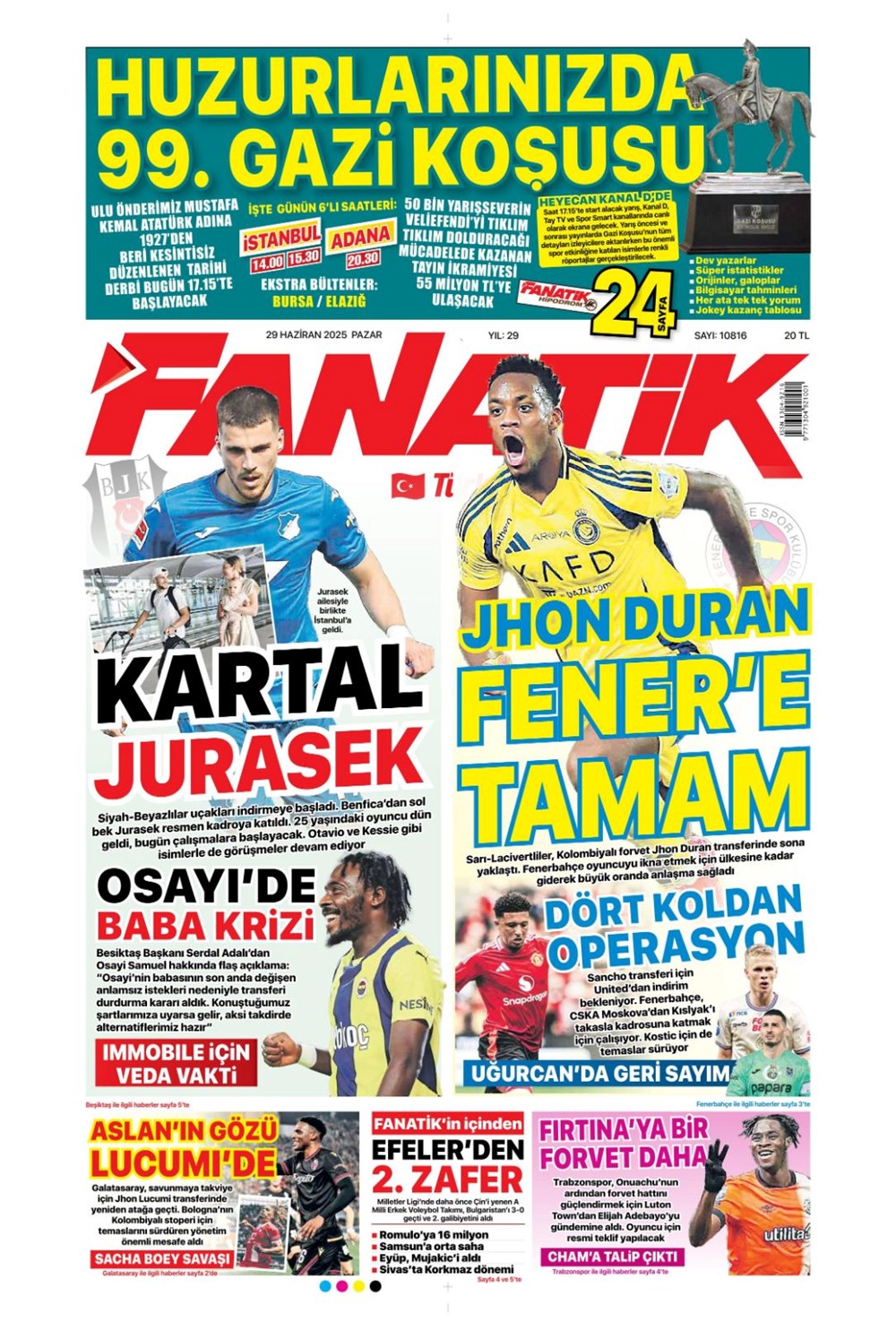 "Asıl bomba forvet" (29 Haziran 2025 spor manşetleri) - 1