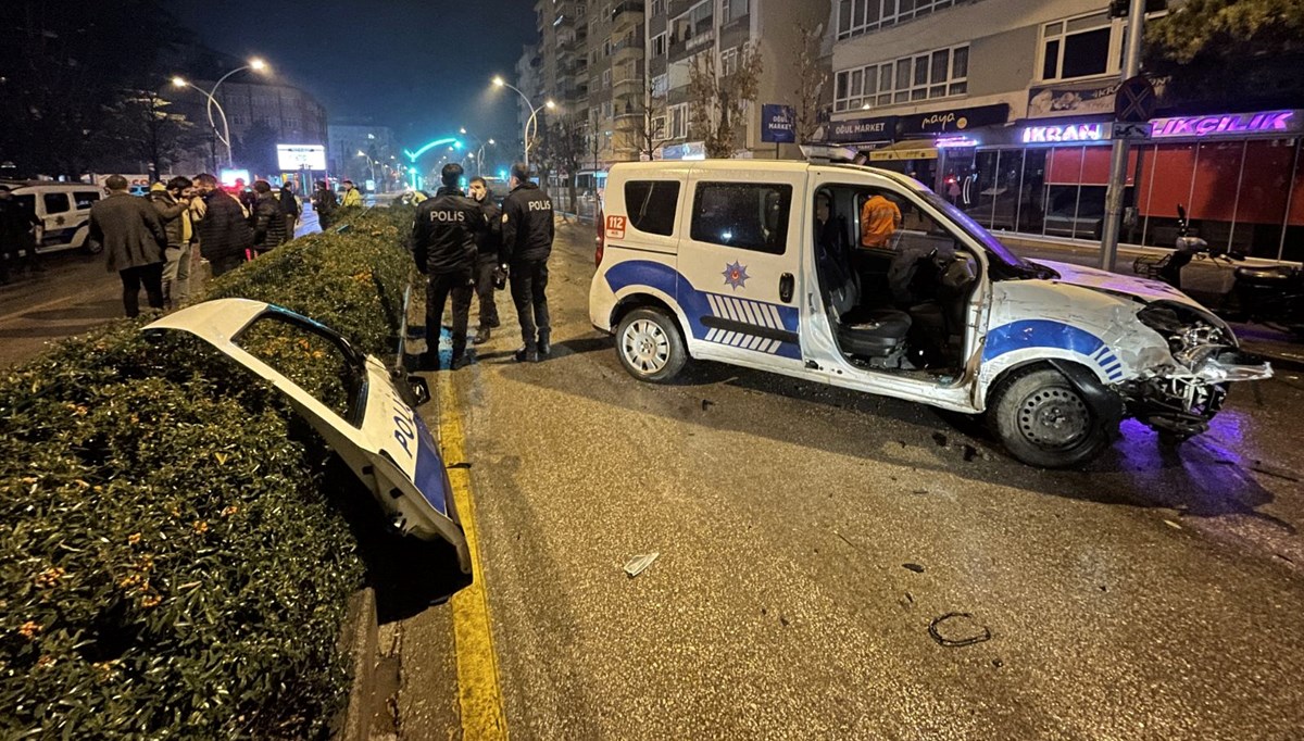 Kavga ihbarına giden iki polis otosu çarpıştı, bir komiser ile bir polis memuru yaralandı