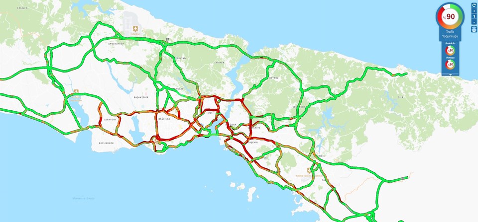 İstanbul'da trafik yoğunluğu yüzde 90'a ulaştı - 1