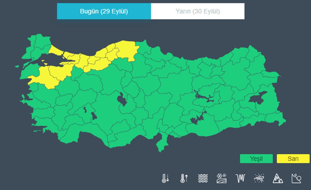 Meteoroloji'den 12 il için sarı kodlu uyarı (Marmara ve Batı Karadeniz'de kuvvetli yağış) - 2